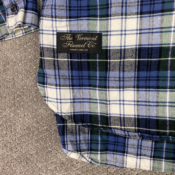 Vermont Flannel Co. Henley Shirt Men's Small Blue Green Plaid Check Pullover - Picture 3 of 13